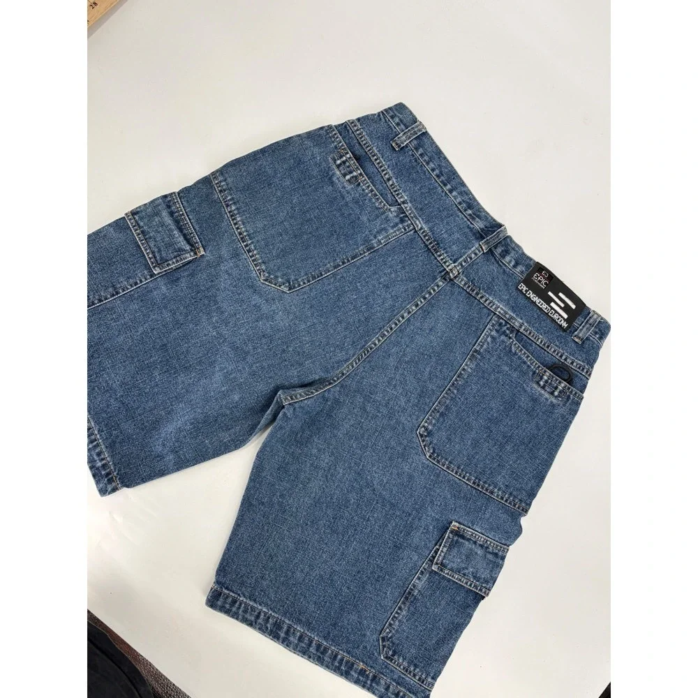 Epic Eurodnm E3 Mens Denim Cargo Shorts Size 38 Y2K Baggy Utility Streetwear